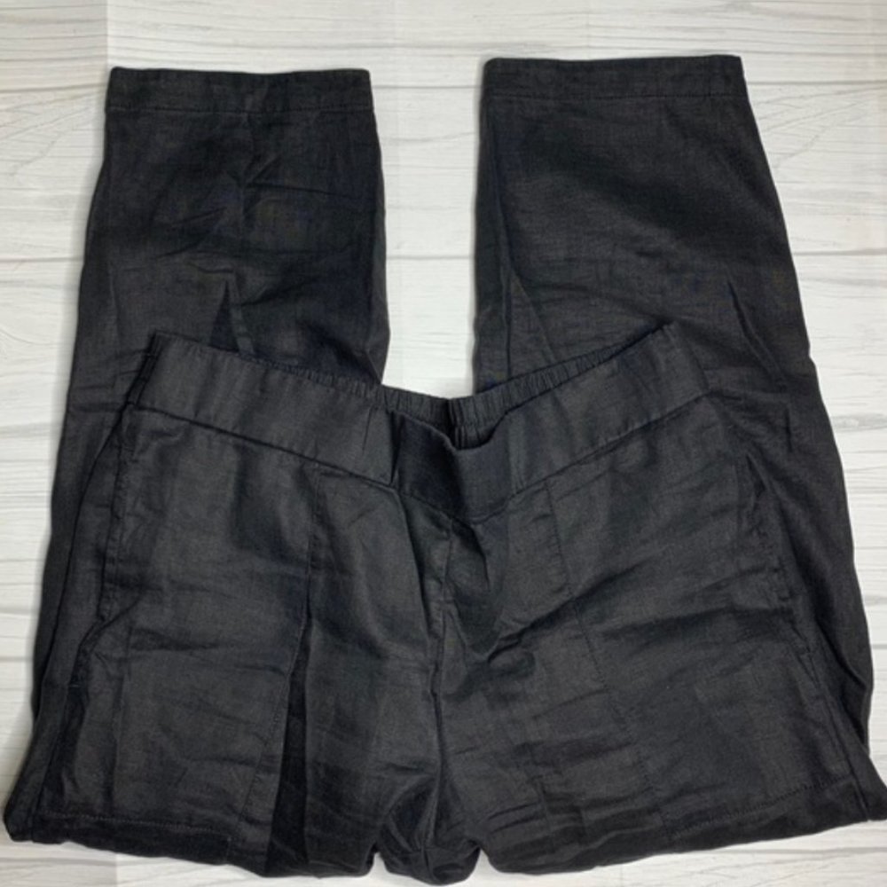 Eileen Fisher 100% Organic Linen Black Crop Pant, Medium